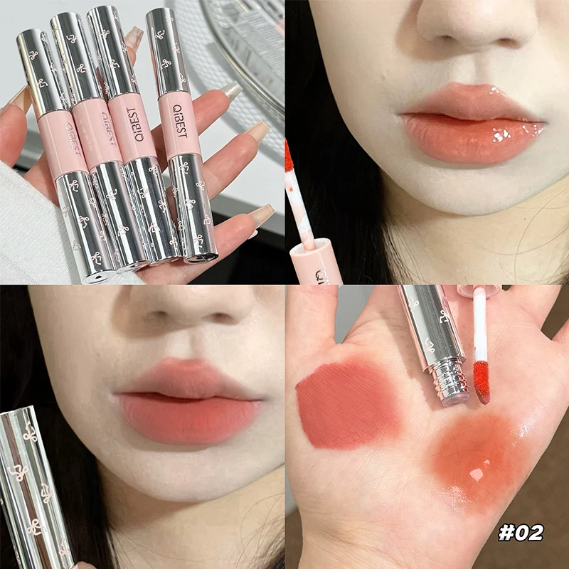 Lip Tint Korean - QIBEST Lip Glaze Dua Sisi Tahan